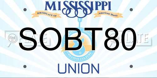 SOBT80 Mississippi License Plate