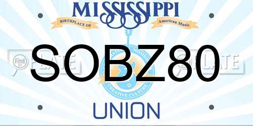 SOBZ80 Mississippi License Plate