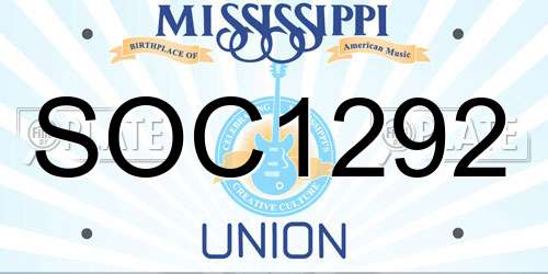 SOC1292 Mississippi License Plate