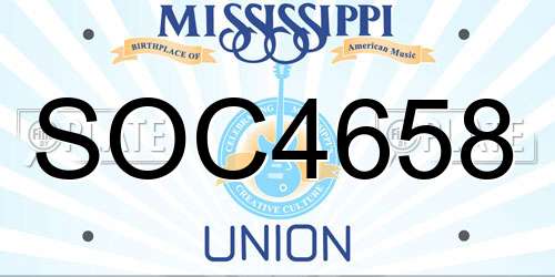 SOC4658 Mississippi License Plate