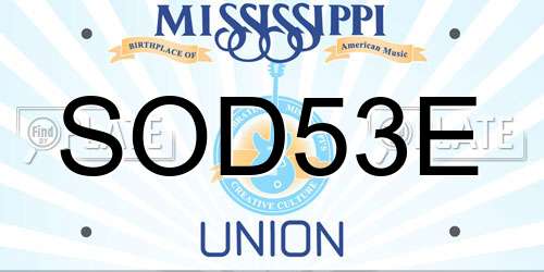 SOD53E Mississippi License Plate