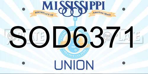 SOD6371 Mississippi License Plate