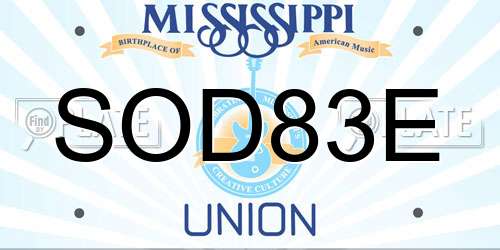 SOD83E Mississippi License Plate
