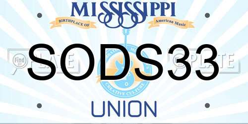 SODS33 Mississippi License Plate