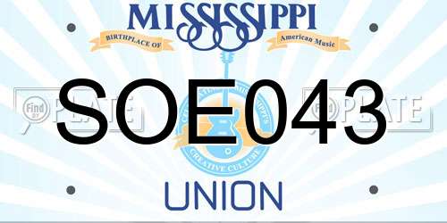 SOE043 Mississippi License Plate
