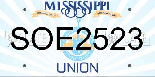 SOE2523 Mississippi License Plate