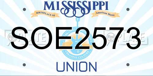 SOE2573 Mississippi License Plate