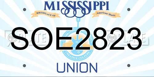 SOE2823 Mississippi License Plate