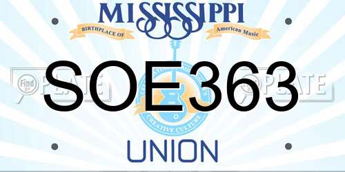 SOE363 Mississippi License Plate