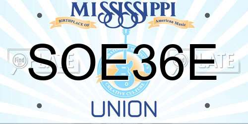 SOE36E Mississippi License Plate