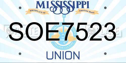SOE7523 Mississippi License Plate