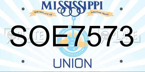 SOE7573 Mississippi License Plate