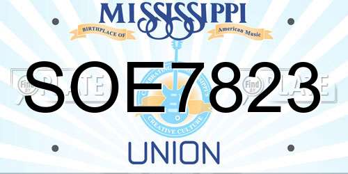 SOE7823 Mississippi License Plate