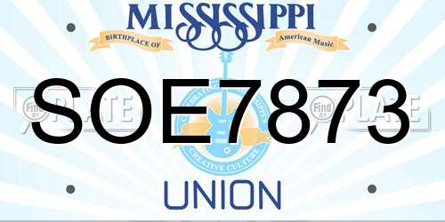 SOE7873 Mississippi License Plate