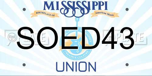 SOED43 Mississippi License Plate