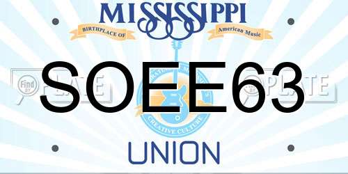 SOEE63 Mississippi License Plate