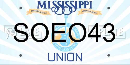 SOEO43 Mississippi License Plate