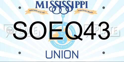 SOEQ43 Mississippi License Plate
