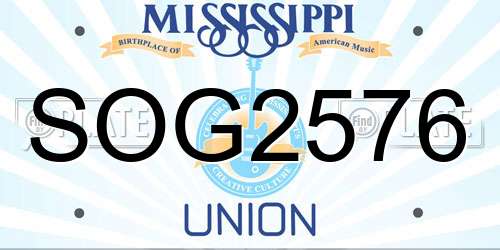 SOG2576 Mississippi License Plate
