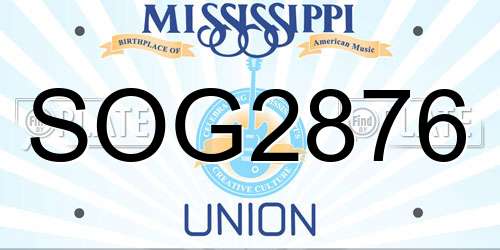 SOG2876 Mississippi License Plate