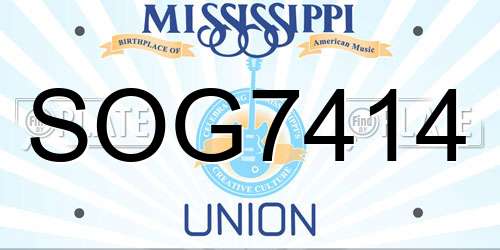 SOG7414 Mississippi License Plate
