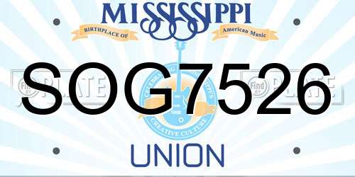 SOG7526 Mississippi License Plate