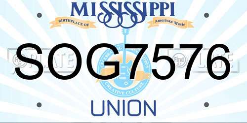 SOG7576 Mississippi License Plate