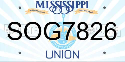 SOG7826 Mississippi License Plate