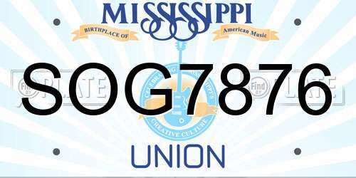 SOG7876 Mississippi License Plate
