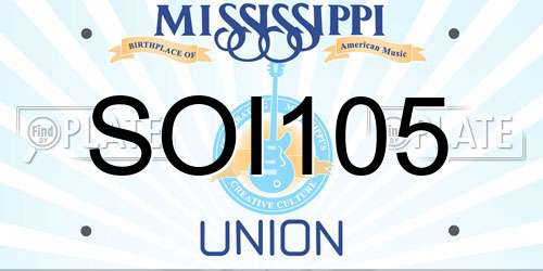 SOI105 Mississippi License Plate