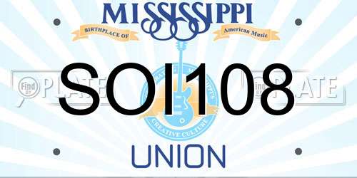 SOI108 Mississippi License Plate