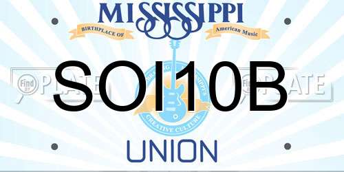 SOI10B Mississippi License Plate