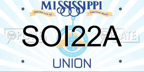 SOI22A Mississippi License Plate