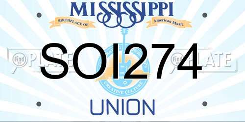 SOI274 Mississippi License Plate