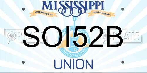 SOI52B Mississippi License Plate