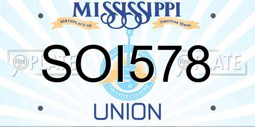 SOI578 Mississippi License Plate