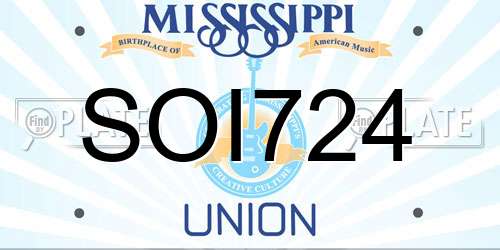 SOI724 Mississippi License Plate