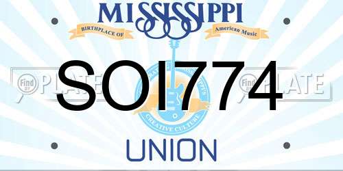 SOI774 Mississippi License Plate