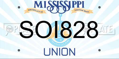 SOI828 Mississippi License Plate