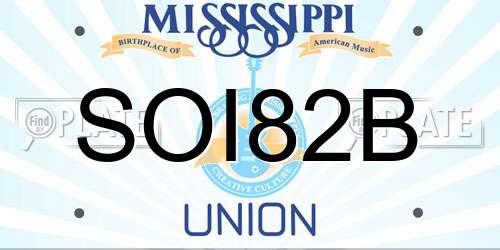 SOI82B Mississippi License Plate