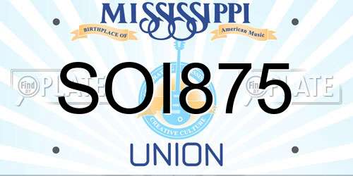 SOI875 Mississippi License Plate