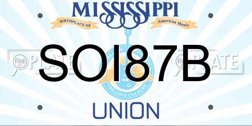 SOI87B Mississippi License Plate