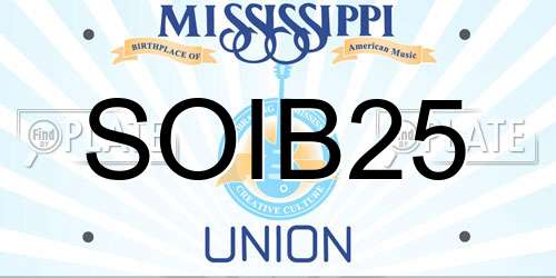 SOIB25 Mississippi License Plate