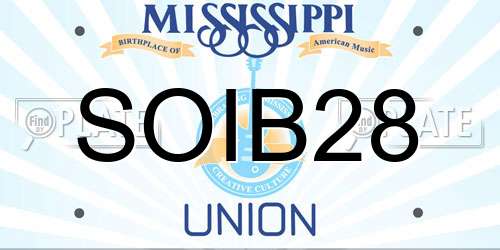 SOIB28 Mississippi License Plate