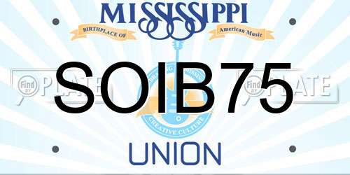 SOIB75 Mississippi License Plate