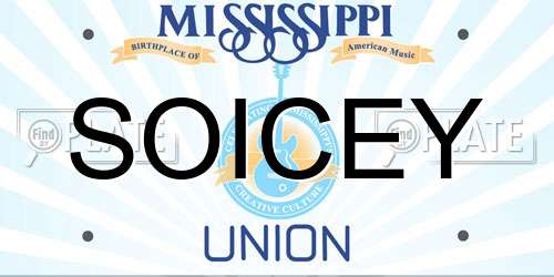 SOICEY Mississippi License Plate