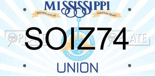 SOIZ74 Mississippi License Plate