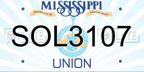 SOL3107 Mississippi License Plate