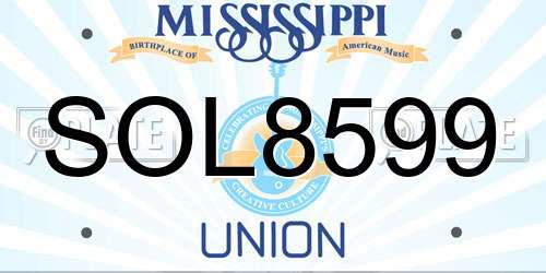 SOL8599 Mississippi License Plate