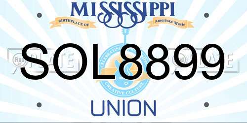 SOL8899 Mississippi License Plate